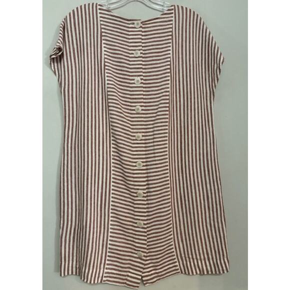 MADEWELL Linen Blend Sheath Dress Stripe Play Button Back Medium - Picture 2 of 7